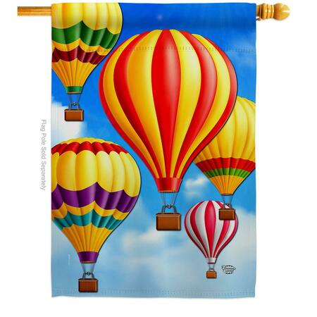 CUADRILATERO Hot Air Balloon Mass Summertime 28 x 40 in. Double-Sided Vertical House Flags for  Banner Garden CU4075841